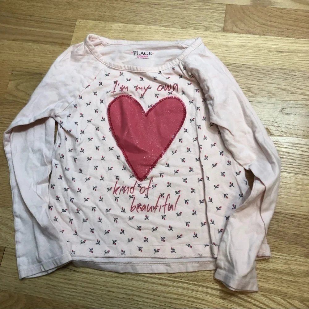 5T Long Sleeve Top Shirt Bundle Oshkosh Striped Heart Blue Pink Girls